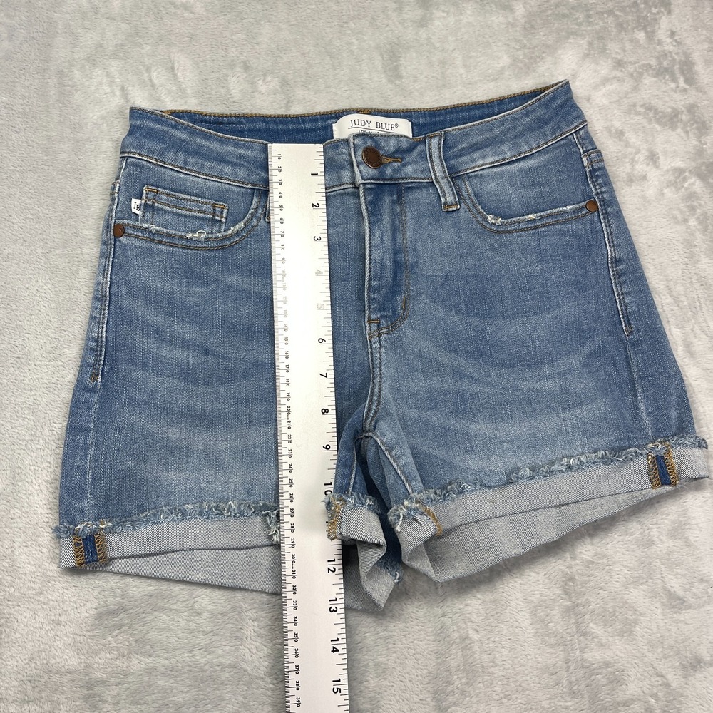 Judy Blue Shorts Womens Small Blue Denim Medium Wash Cuffed Hem Stretch Outdoor - Picture 6 of 6